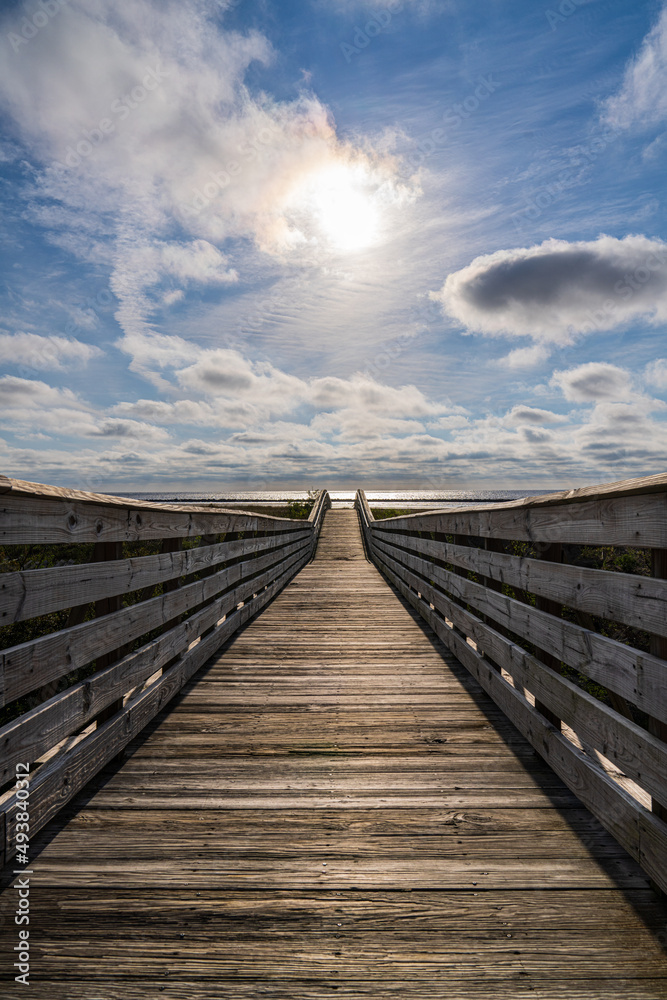 Wooden footbridge to Gulf of Mexico