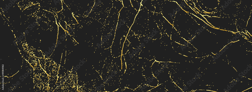 Geometric golden pattern of lines, cracks, sparkles, scratches, vintage trendy background, marble grunge texture. Design idea for a banner, cover, wallpaper, website, flyer, book, business card.
