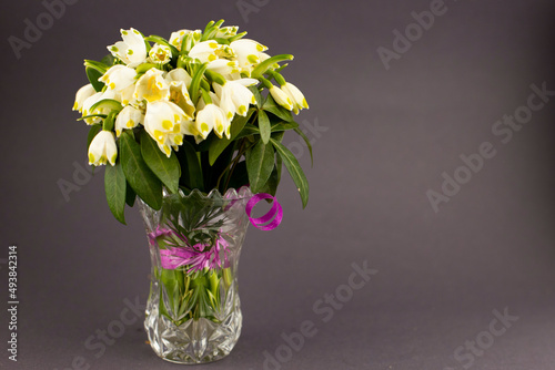 flowers in a vase of snowdrops