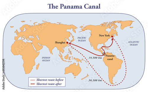 The Panama Canal and the distance benefits to the shipping routes