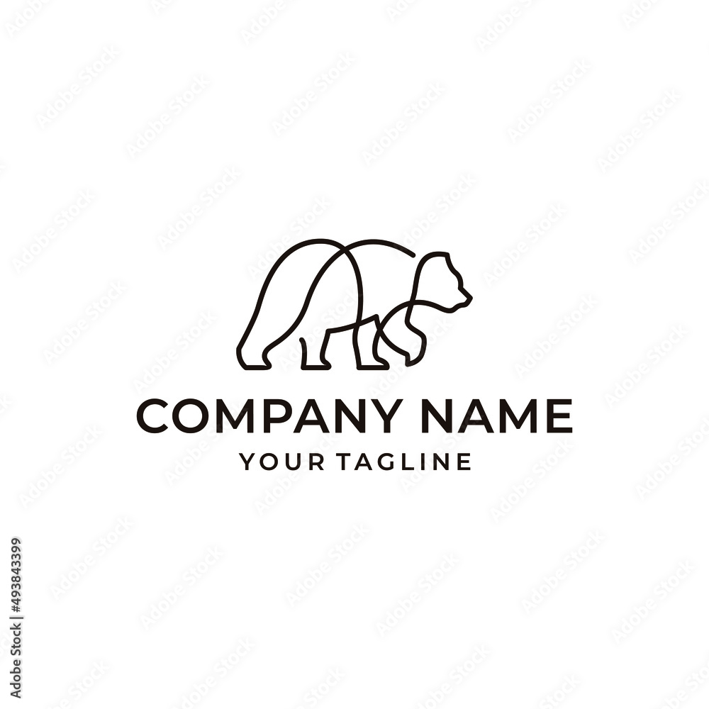 Bear Line Art Logo Design