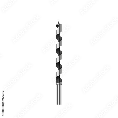 Drill bit steel twist instrument. Realistic professional nozzle for drill hammer or screwdriver