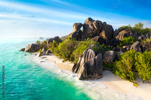 Anse Source D'Argent - the most beautiful beach of Seychelles. La Digue Island, Seychelles © Aleh Varanishcha
