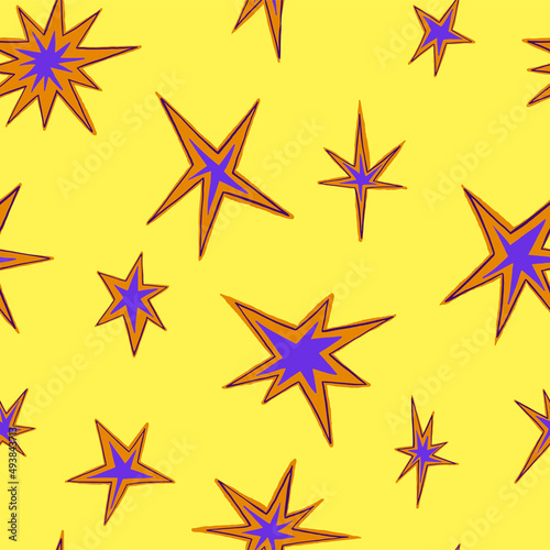 Bright ornament of stars shapes. Abstract vector seamless pattern. Design for print  wrapping paper  textile  wallpapers  background  decoration.