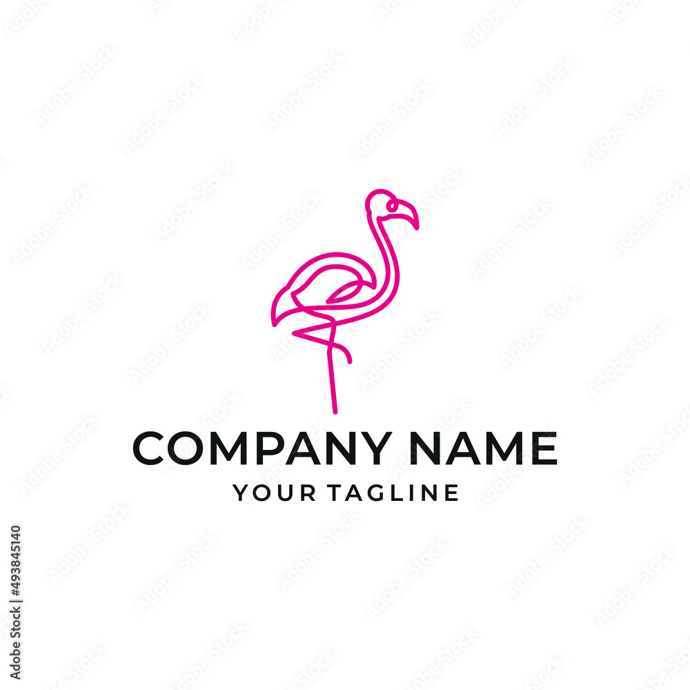 Fototapeta premium Line Art Flamingo Logo Design