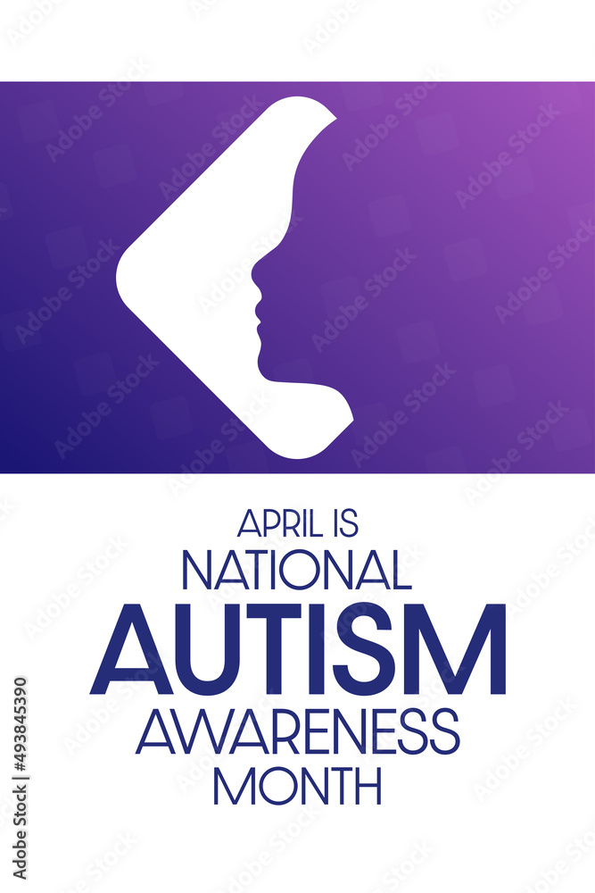 April is National Autism Awareness Month. Vector illustration. Holiday poster.