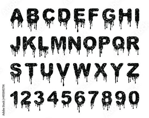 Set of dripping, grunge vector letters for your design