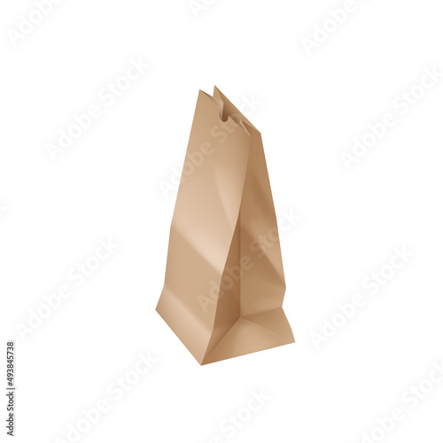 Takeaway food craft package template mockup. Realistic take away fastfood pouch