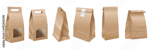 Boxes collection for food and products set. Blank craft paper packages for take away nutrition