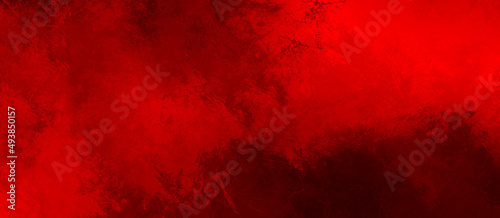 Grunge dark red and black textured painted background with abstract old dirty concrete stone wall or marbled paper surface texture and rough paint brush strokes in gradient color banner design image