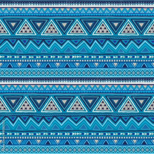 Colorful Mexican seamless pattern. Native American backdrop. Aztec ethnic geometric print. 