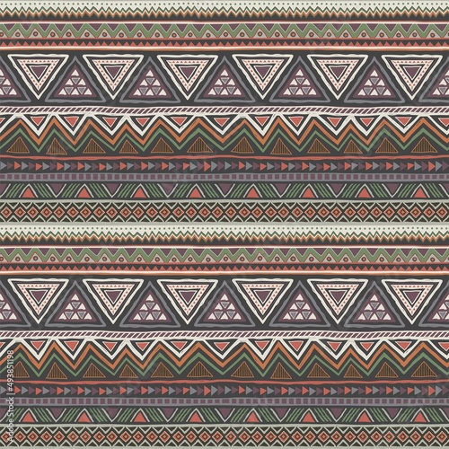 Colorful Mexican seamless pattern. Native American backdrop. Aztec ethnic geometric print. 