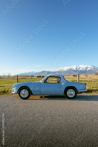 Classic Vintage British Sports Car - Light Blue