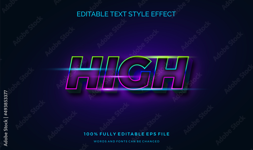 modern futuristic style and shiny blue effect editable text style. Vector editable text effect
