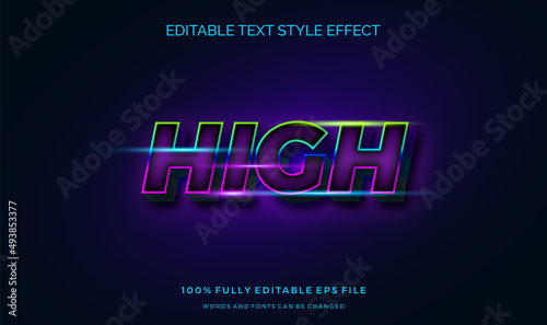 modern futuristic style and shiny blue effect editable text style. Vector editable text effect