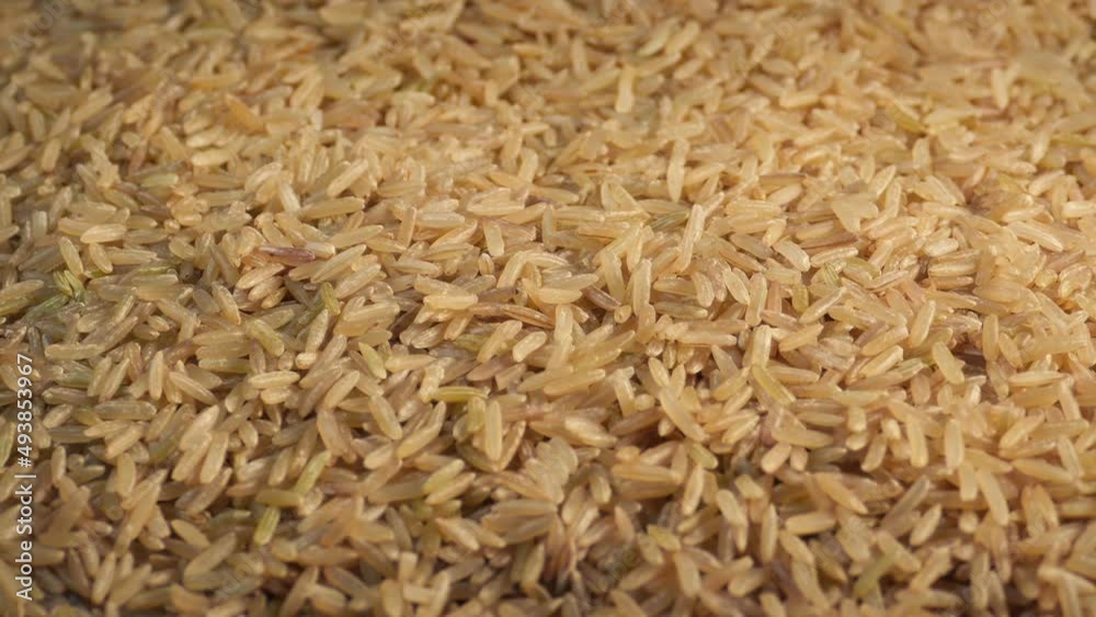Sack Of Rice Rotating Slowly Closeup Shot Sack Of Rice Rotating Slowly Closeup Shot