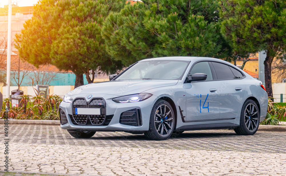 streetshot of the new 2022 BMW i4 full electric sports car in M sport ...