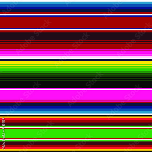 Mexican Blanket Stripes Seamless Vector Pattern. Colorful Mexican background.