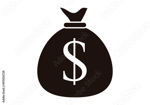 Icono negro de saco de dólar. 
