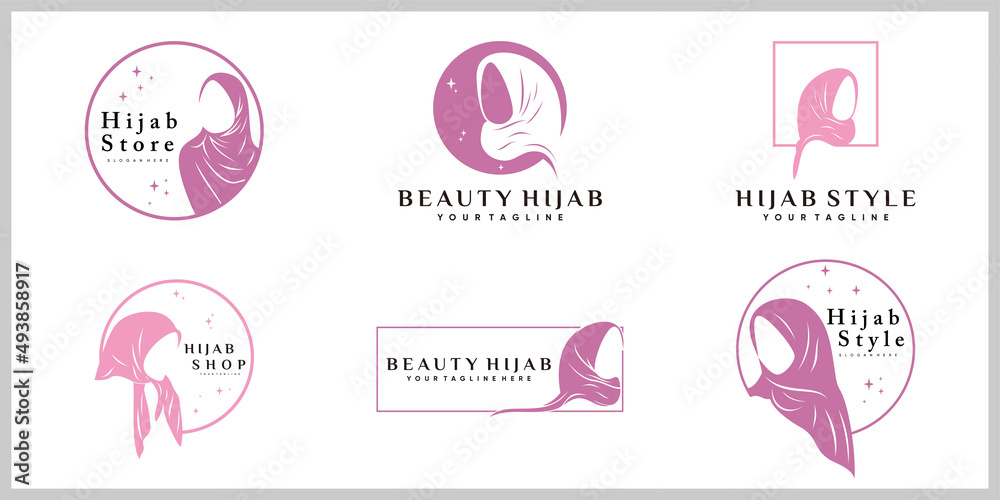 Hijab women icon set logo design tamplate with creative modern concept Hijab women icon set logo design tamplate with creative modern concept