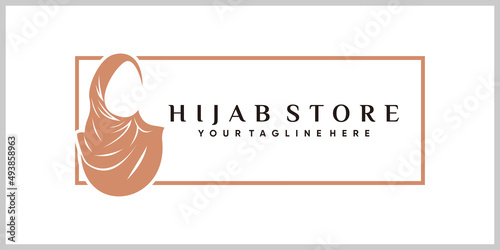 Hijab women logo design tamplate with creative unique moderen