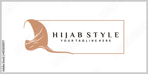 Hijab women logo design tamplate with creative unique moderen