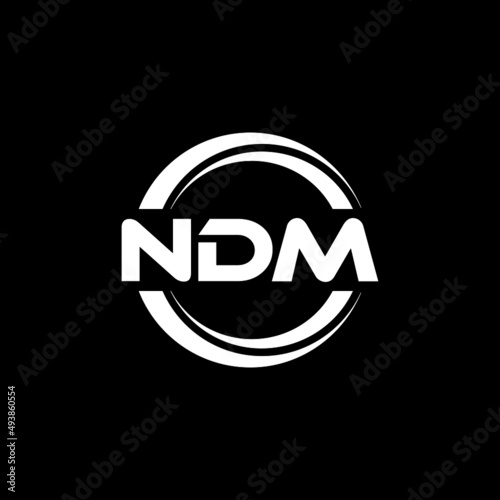 NDM letter logo design with black background in illustrator, vector logo modern alphabet font overlap style. calligraphy designs for logo, Poster, Invitation, etc. photo