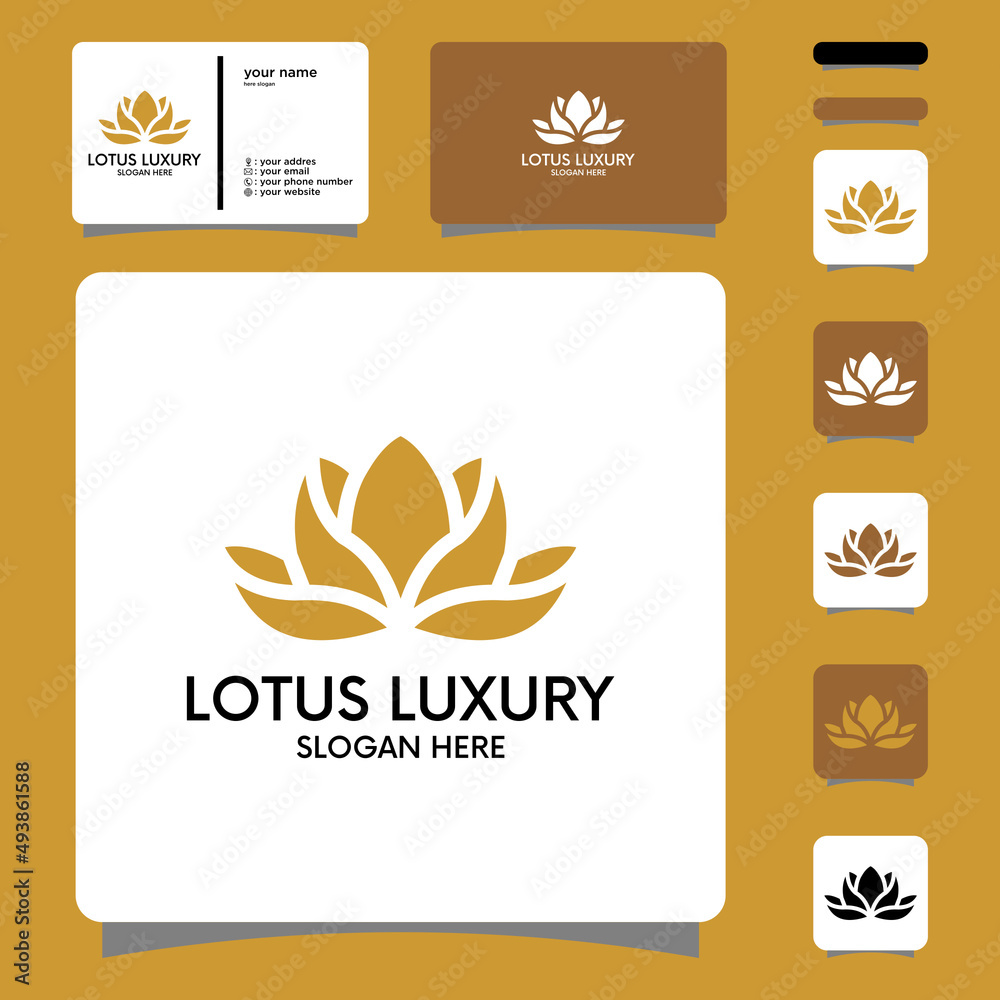 Lotus line with silhouette logo design Premium Vector 