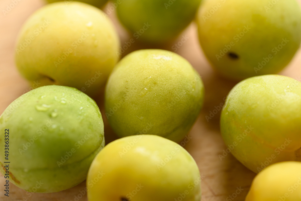 Apricot green with yellow (Japanese apricot), Close up Apricot green with yellow (Japanese apricot), Close up