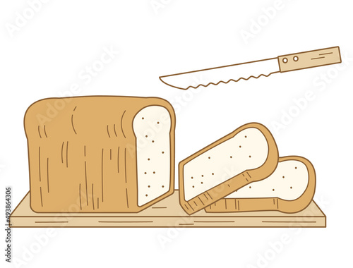 食パンとパン切り包丁のイラスト
