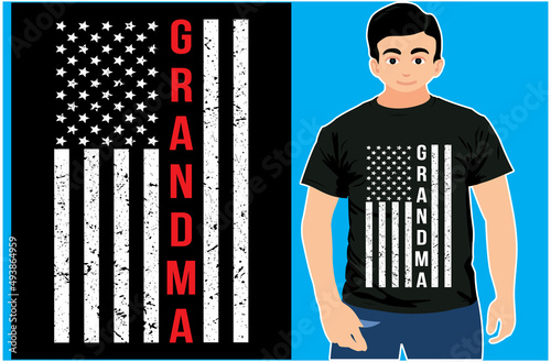 American Flag With Grandma T-shirt Design. For Grandmother Gift T-Shirt.