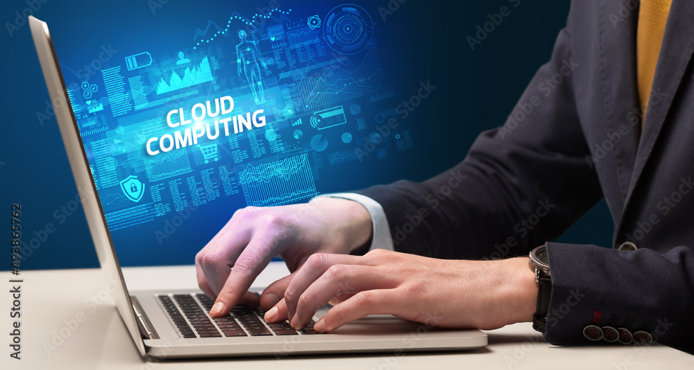 Businessman working on laptop concept Businessman working on laptop concept