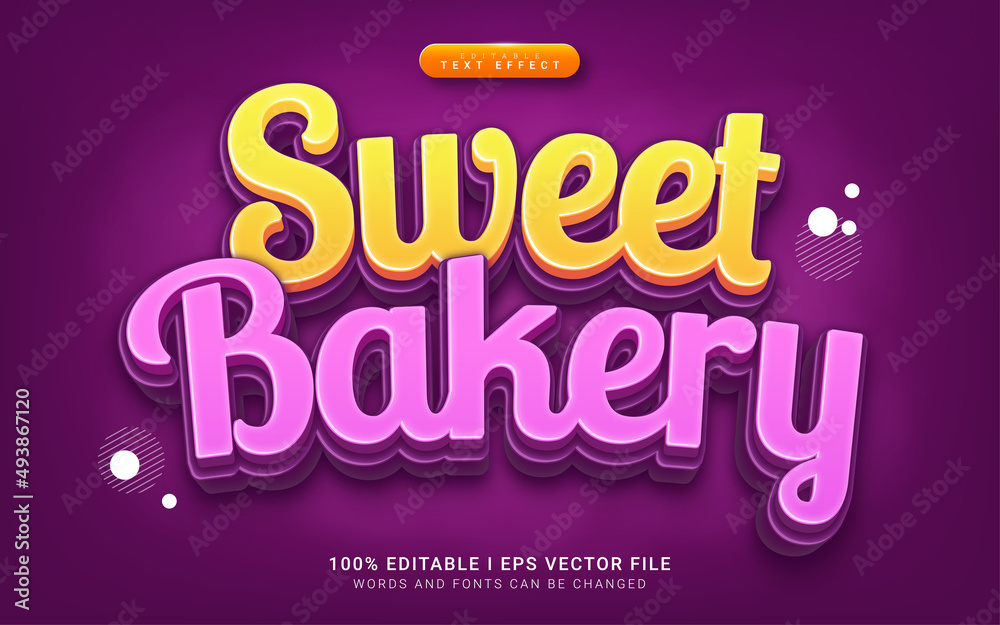 sweet bakery 3d style text effect