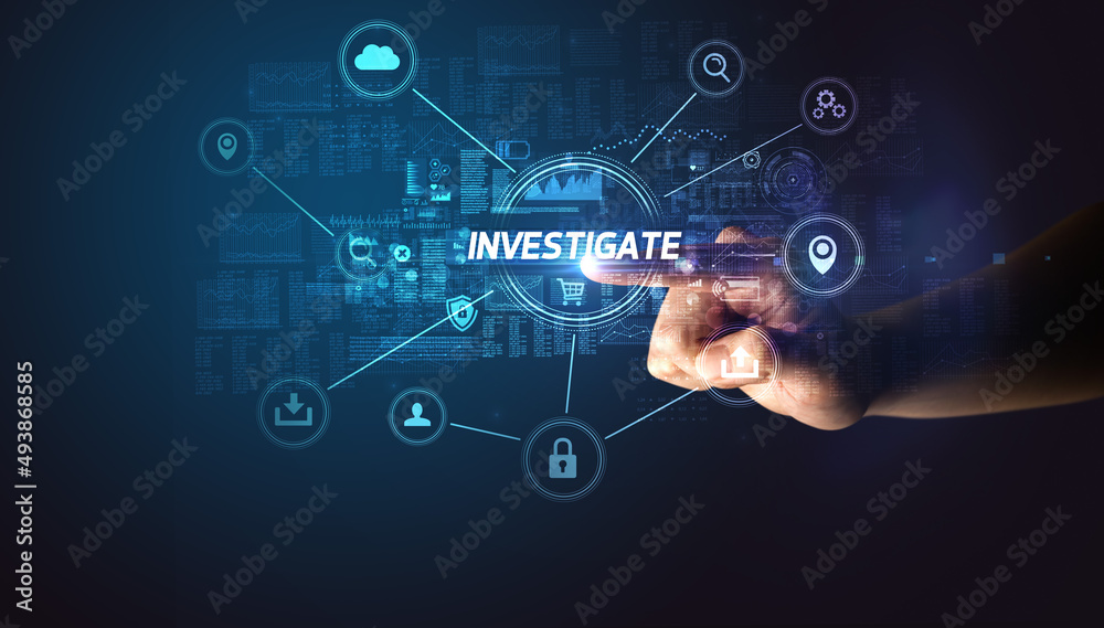 Hand touching cybersecurity button concept Hand touching cybersecurity button concept