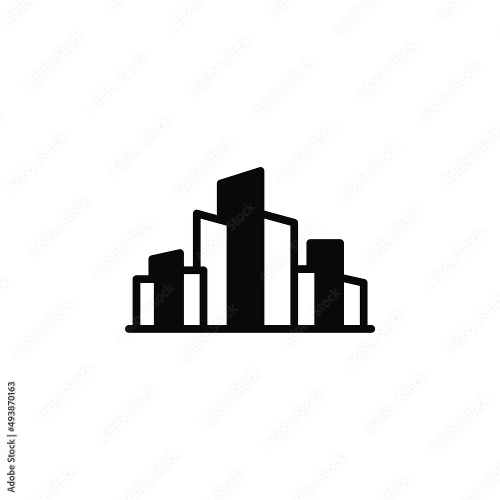 City, Town, Urban Solid Line Icon Vector Illustration Logo Template. Suitable For Many Purposes.