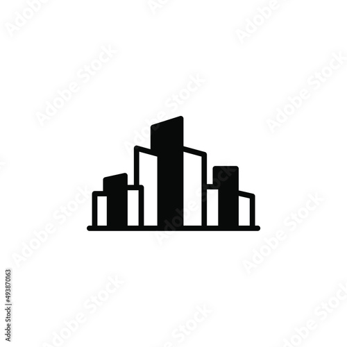 City  Town  Urban Solid Line Icon Vector Illustration Logo Template. Suitable For Many Purposes.