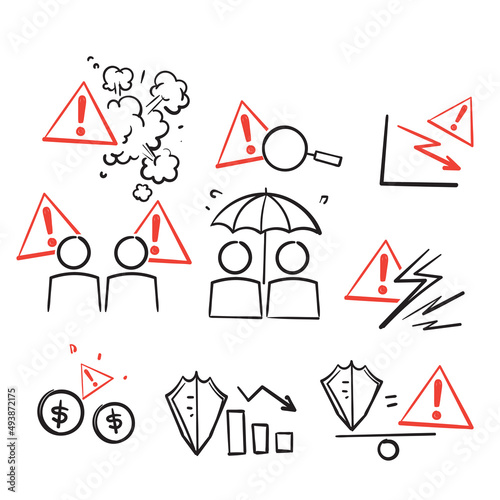 hand drawn doodle icon Related to Risk caution and protect illustration isolated