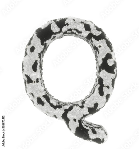 Cow Themed Font  Letter Q