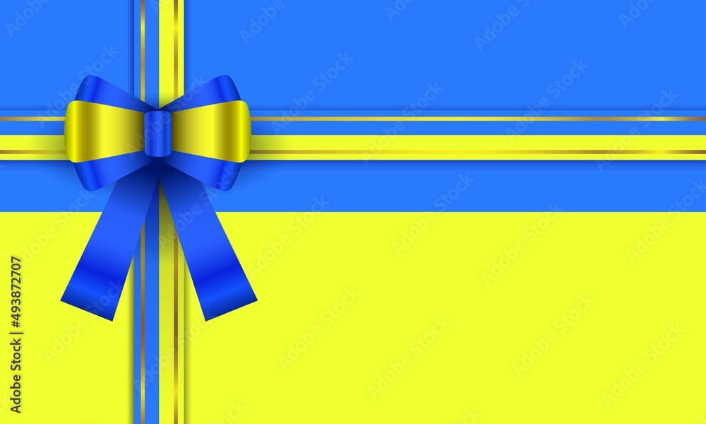 blue and yellow ribbon and blue bow on the ukraine flag