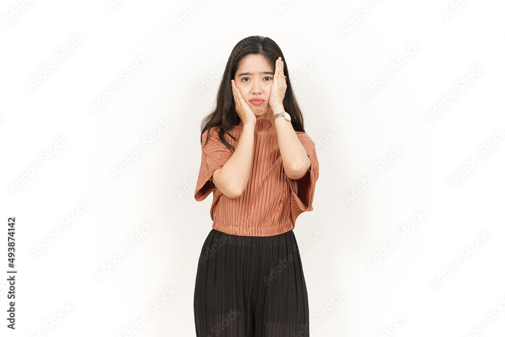 Boring Gesture Of Beautiful Asian Woman Isolated On White Background Boring Gesture Of Beautiful Asian Woman Isolated On White Background