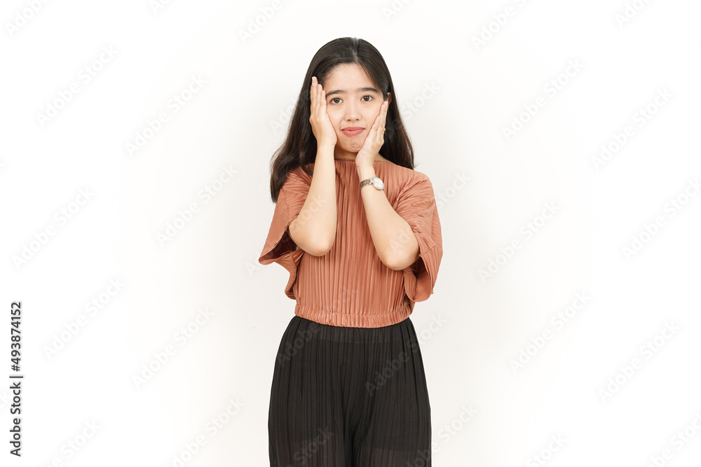 Boring Gesture Of Beautiful Asian Woman Isolated On White Background Boring Gesture Of Beautiful Asian Woman Isolated On White Background