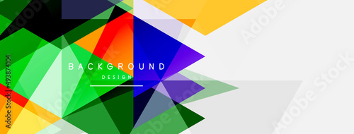 Color triangles composition, geometric abstract background. Techno or business concept, pattern for wallpaper, banner, background, landing page