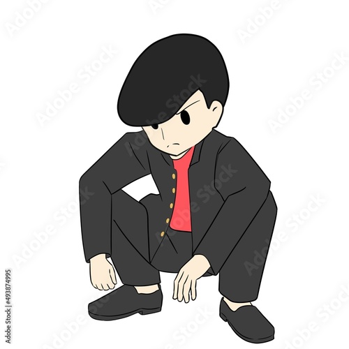 Fotografija ヤンキー座りをする不良