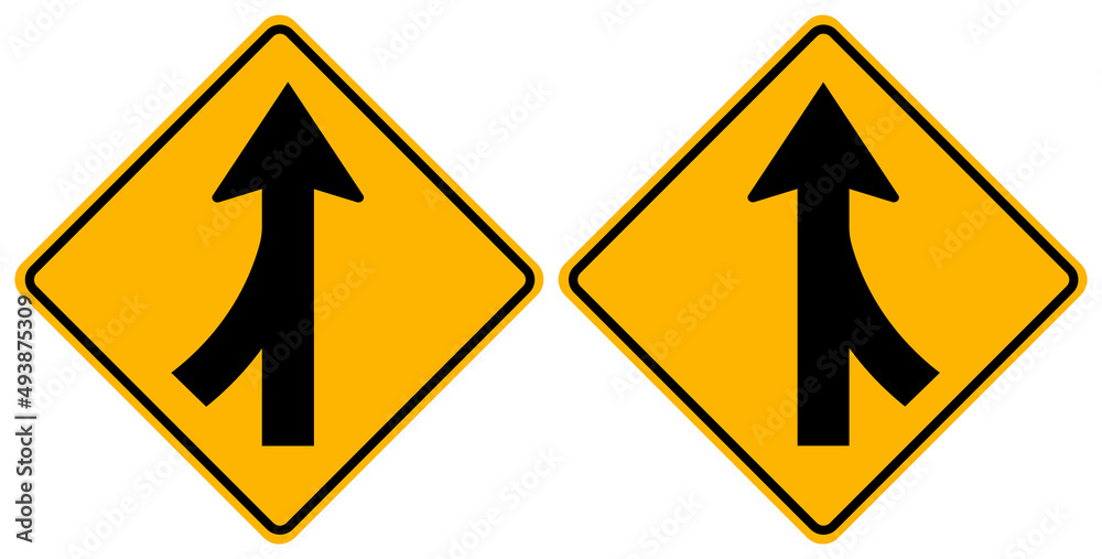 Merges Left and Merges RightTraffic Road Sign,Vector Illustration, Isolate On White Background, Symbols, Label. EPS10 Merges Left and Merges RightTraffic Road Sign,Vector Illustration, Isolate On White Background, Symbols, Label. EPS10