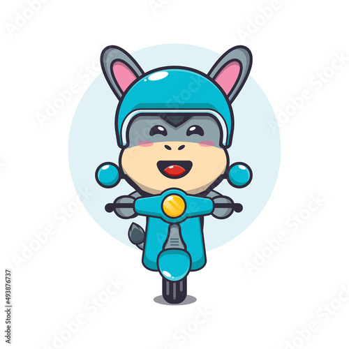 cute donkey mascot cartoon character ride on scooter