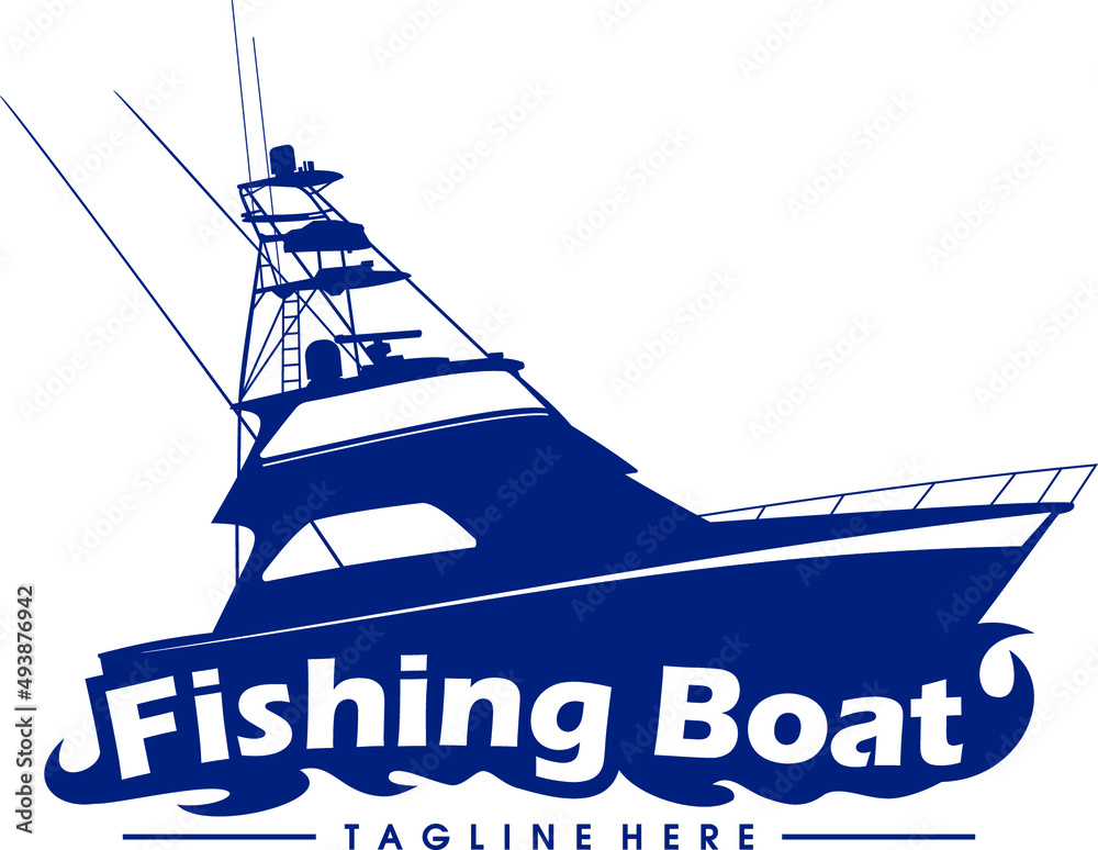 silhouette of a boat fishing boat vector fishing boat logo design