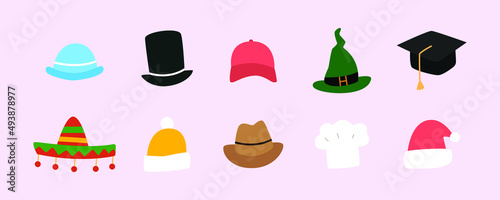 Cartoon cute hats illustration. Simple female and male head wear.