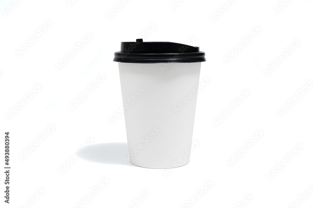 Disposable paper coffee cup isolated on white background. Coffee - Drink, On The Move, Packing, Advertisement, Blank Disposable paper coffee cup isolated on white background. Coffee - Drink, On The Move, Packing, Advertisement, Blank