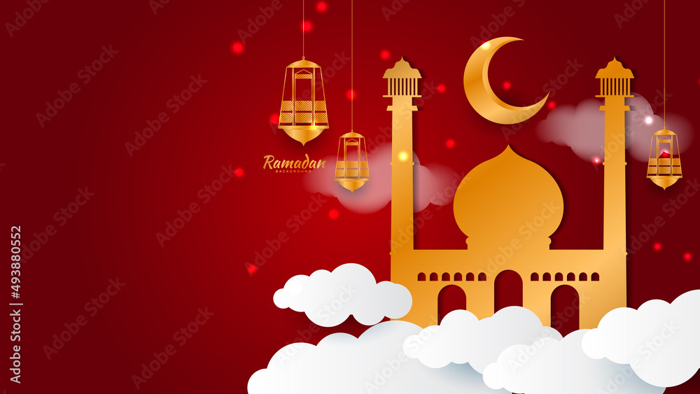 Fototapeta premium Islamic Background Design for Ramadan Kareem Vector Template Illustration