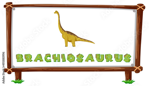 Frame template with dinosaurs and text brachiosaurus design inside